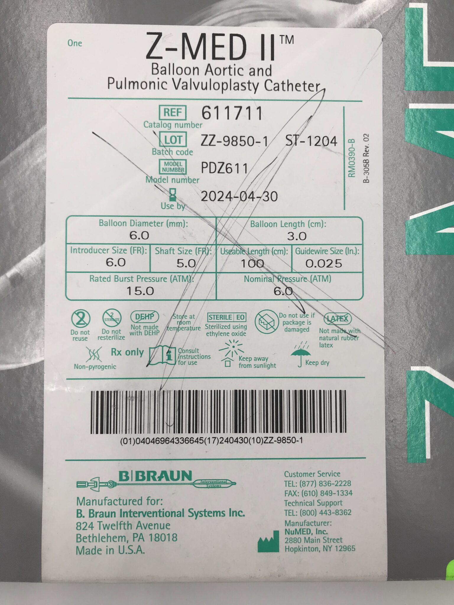 NuMed 611711 ZMED II Balloon Aortic and Pulmonic Valvuloplasty