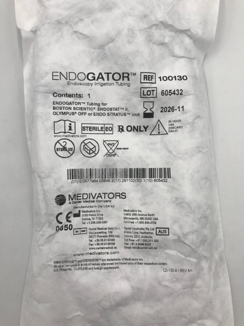MEDIVATORS 100130 / 100145C02EXT Endogator Endoscopy Irrigation Tubing and Endo SmartCap