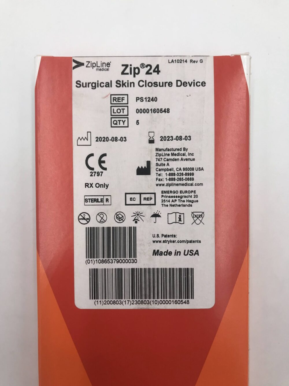 ZIPLINE MEDICAL PS1240 Zip24 Surgical Skin Closure Device (5/Box)(X