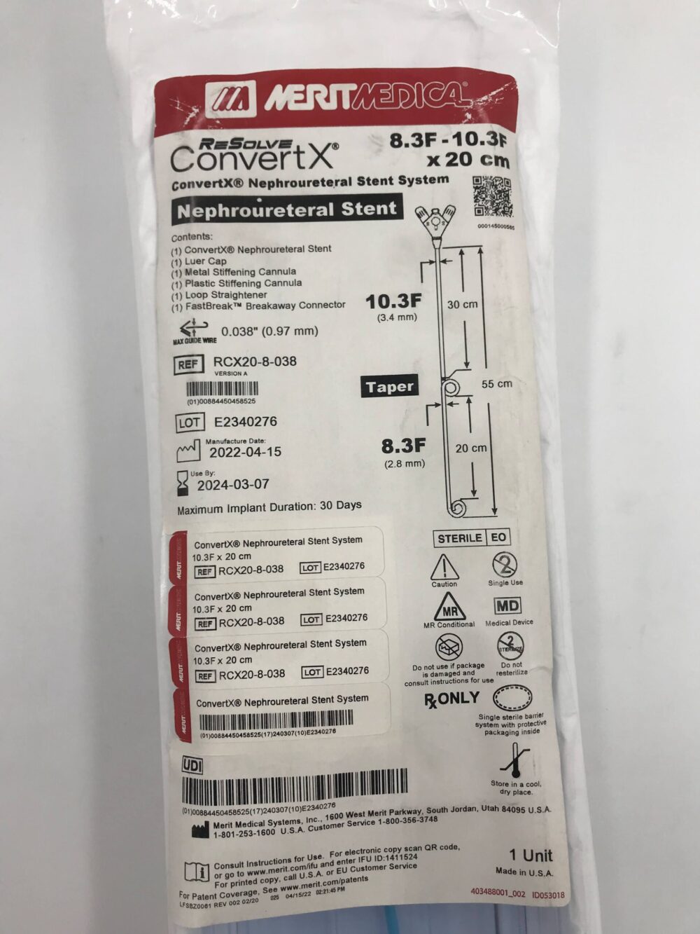 MERIT MEDICAL RCX208038 ReSolve ConvertX Nephroureteral Stent System