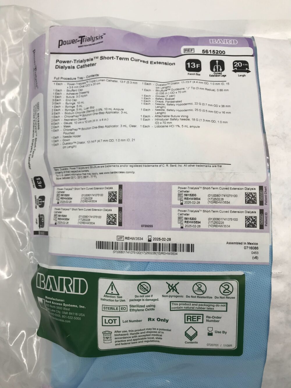 BARD 5615200 PowerTrialysis ShortTerm Curved Extension Dialysis