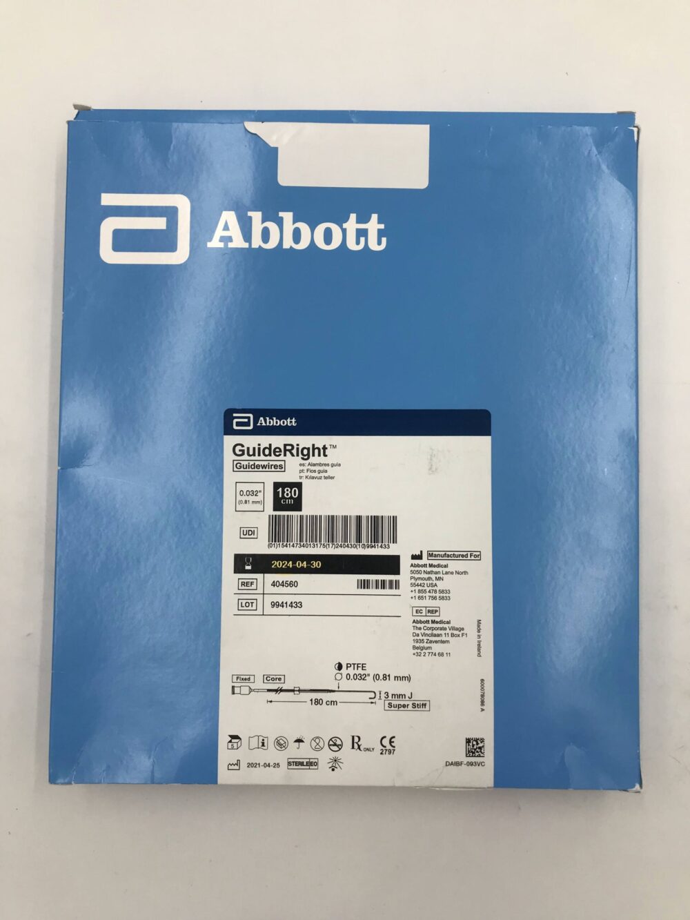 ABBOTT 404560 GuideRight Guidewires 180cm x 0.032in (5/Box)(X) - GB ...